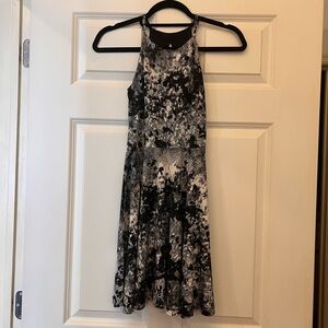 Lord & Taylor Black and White Halter A-Line Dress